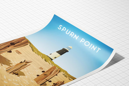 Spurn Point Print - Yorkshire Travel Poster - Spurn Point lighthouse