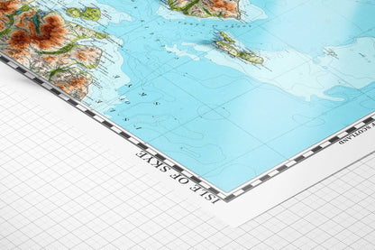 Isle of Skye, Canna, Rum, Eigg and Muck Topographic Map Print - Vintage - Retro - Geological Map - 3D effect relief Print