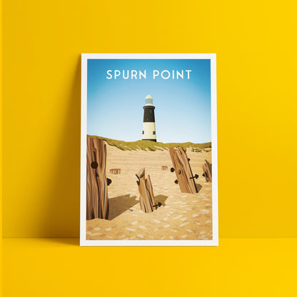 Spurn Point Print - Yorkshire Travel Poster - Spurn Point lighthouse