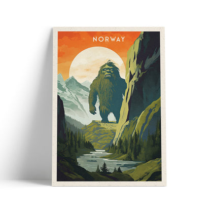 Norway Troll Print - Travel Poster Print featuring the mythical giant troll - Nordic Art