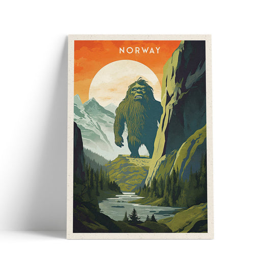 Norway Troll Print - Travel Poster Print featuring the mythical giant troll - Nordic Art