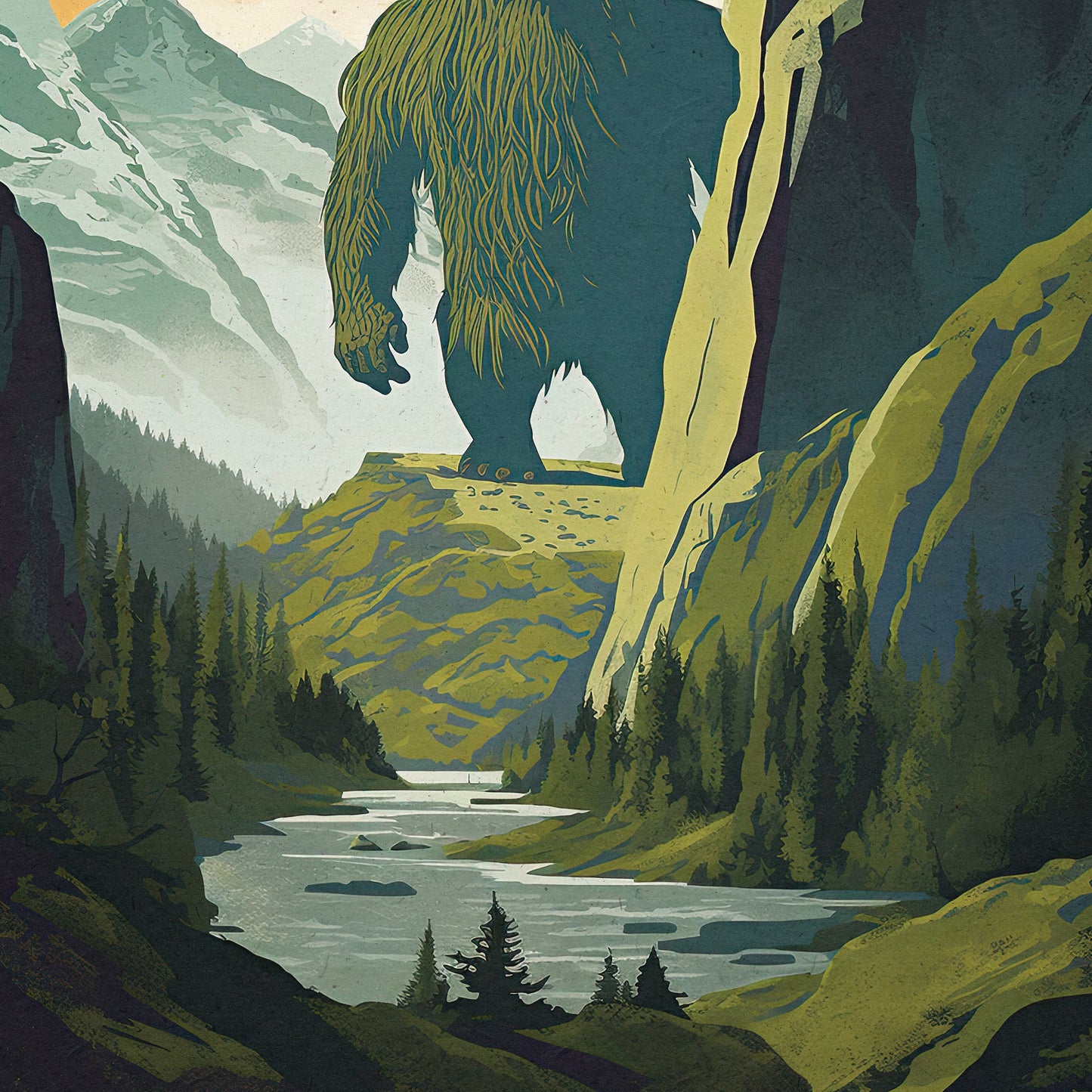 Norway Troll Print - Travel Poster Print featuring the mythical giant troll - Nordic Art