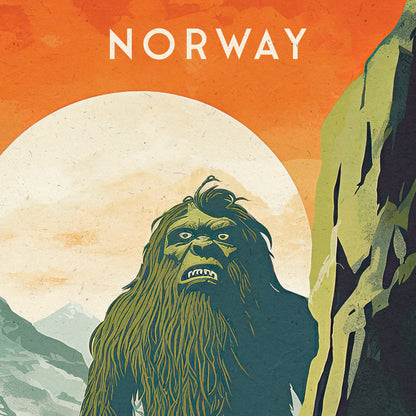 Norway Troll Print - Travel Poster Print featuring the mythical giant troll - Nordic Art