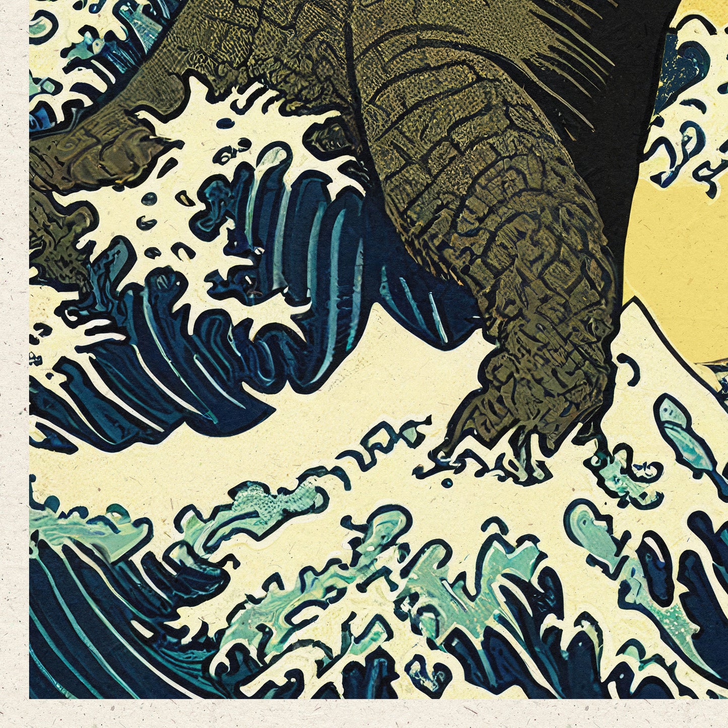 Japan Print | Vintage Retro Monster in Japan Poster |  The Great Wave off Kanagawa | Hokusai | Gift | Japanese Birthday Present