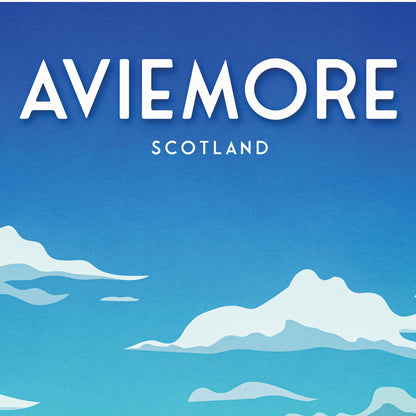 Aviemore Print - Cairngorm Mountain - Skiing Travel Poster - Scottish Highlands - Cairngorms National Park