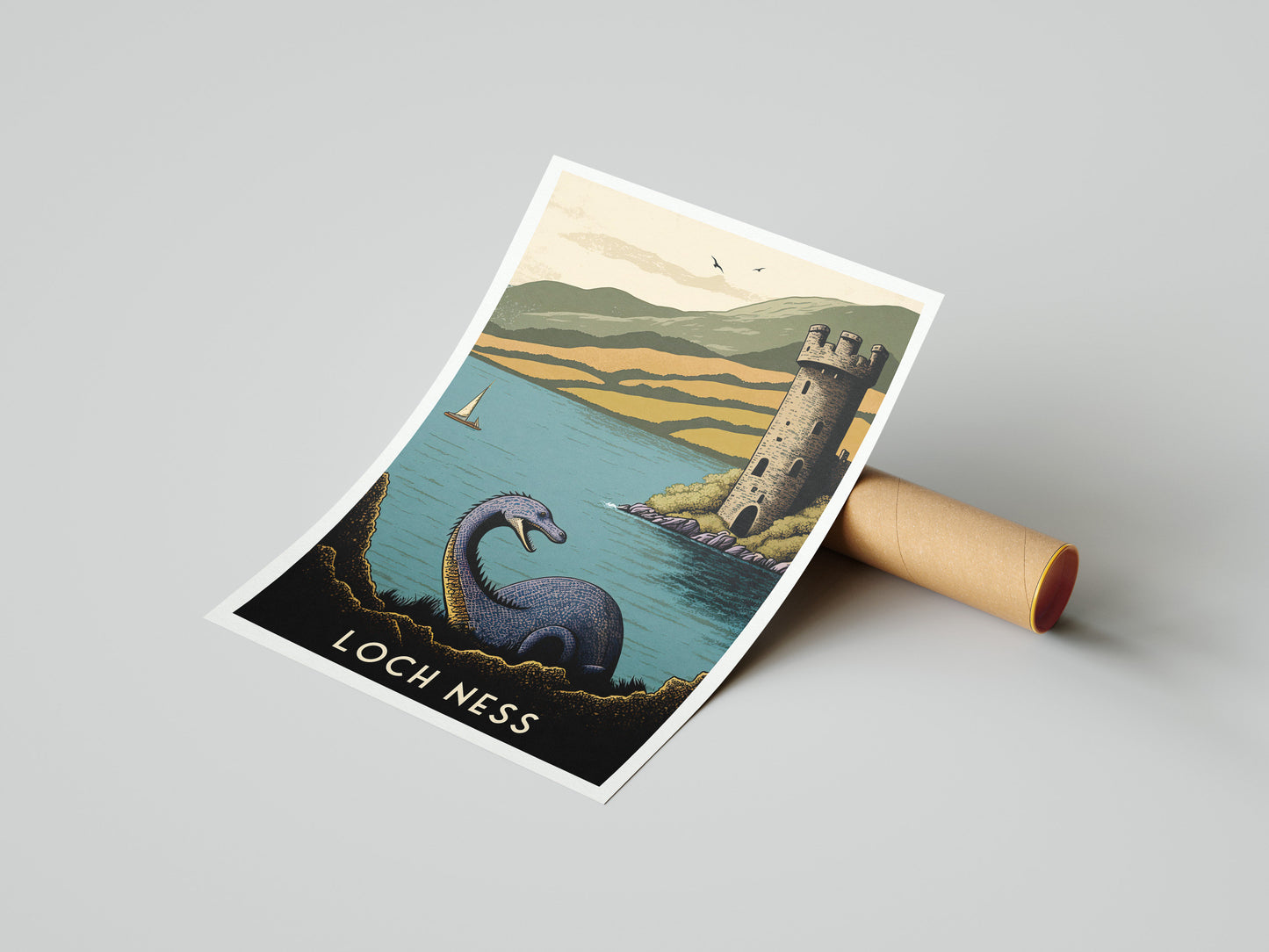 Loch Ness Monster Print | Loch Ness Poster | Nessie | Scotland | Scottish Highlands | Gift | Birthday Present