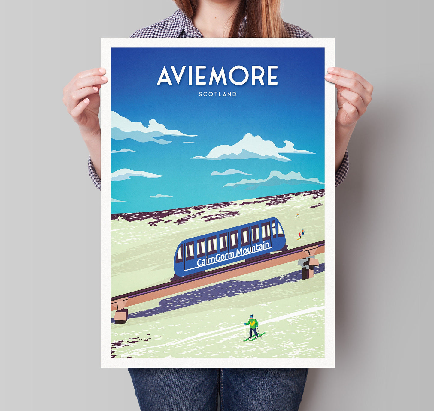 Aviemore Print - Cairngorm Mountain - Skiing Travel Poster - Scottish Highlands - Cairngorms National Park