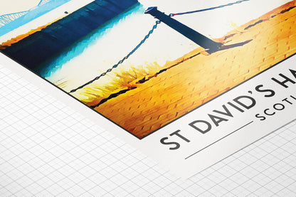 St David's Harbour - Fisherman Print - Dalgety Bay Travel Poster - Forth Bridges - Forth Road - Forth Rail Bridge - Fife Gift - Coastal Path