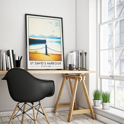 St David's Harbour - Fisherman Print - Dalgety Bay Travel Poster - Forth Bridges - Forth Road - Forth Rail Bridge - Fife Gift - Coastal Path