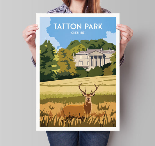 Tatton Park Print - Cheshire Travel Poster - Red Deer