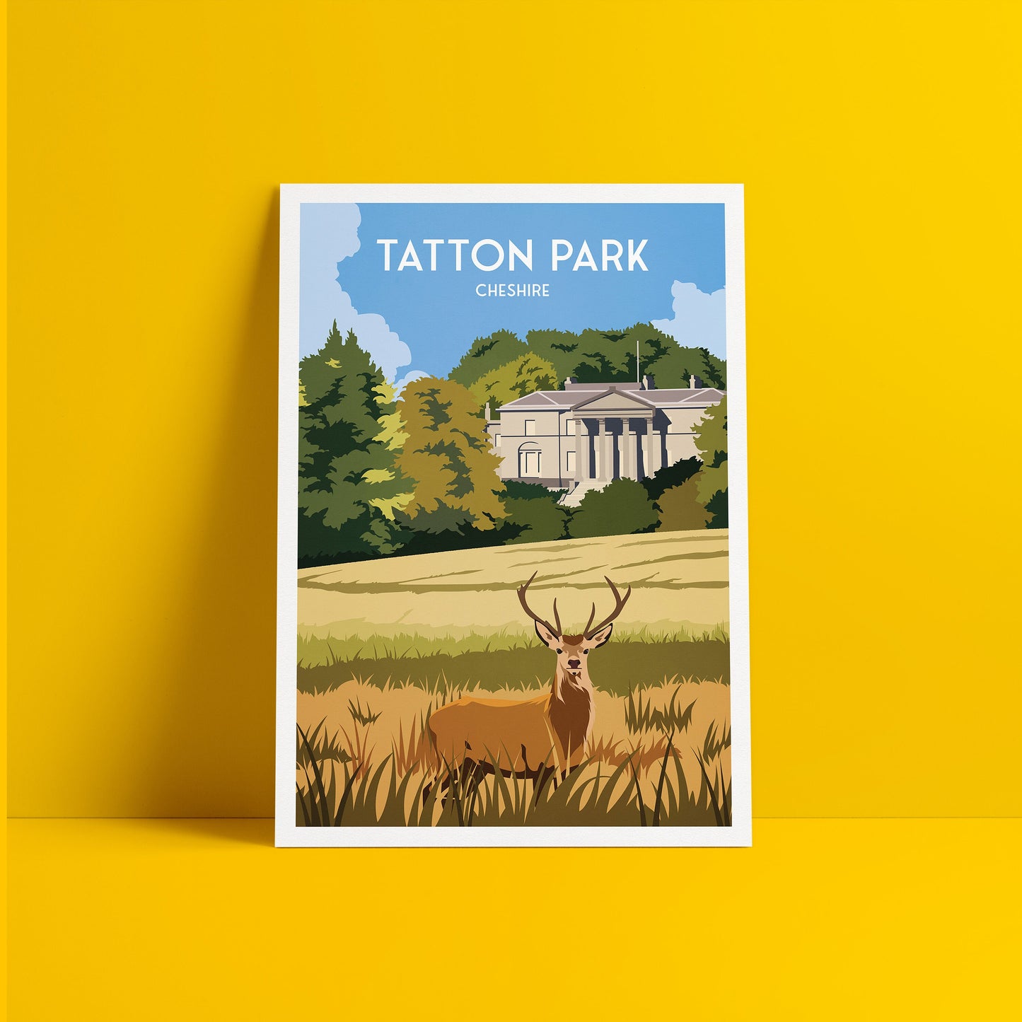 Tatton Park Print - Cheshire Travel Poster - Red Deer