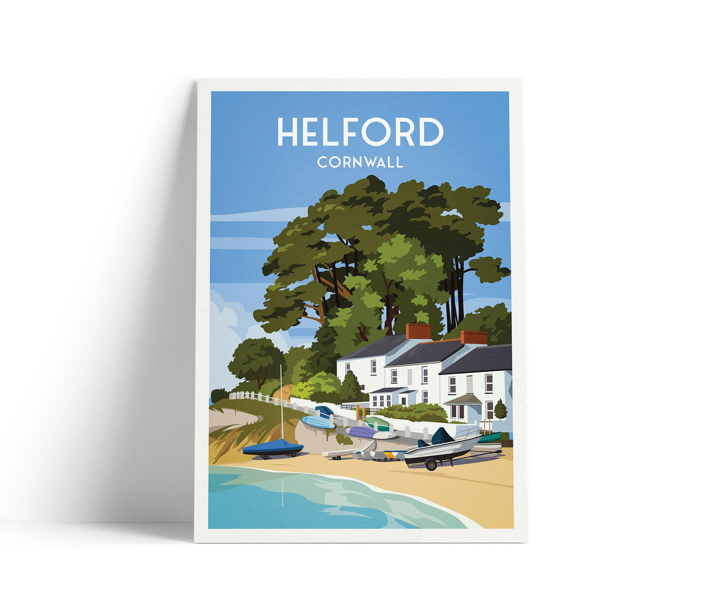 Helford Print - Cornwall Travel Poster - England - Helford Passage Beach