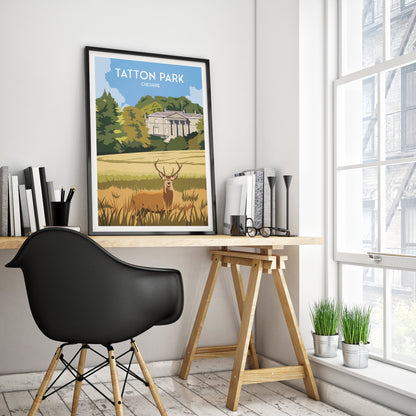 Tatton Park Print - Cheshire Travel Poster - Red Deer