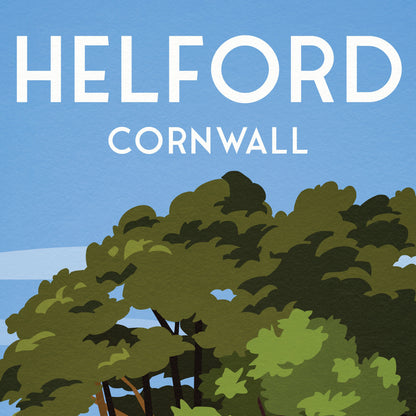 Helford Print - Cornwall Travel Poster - England - Helford Passage Beach