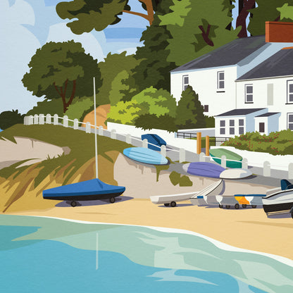 Helford Print - Cornwall Travel Poster - England - Helford Passage Beach