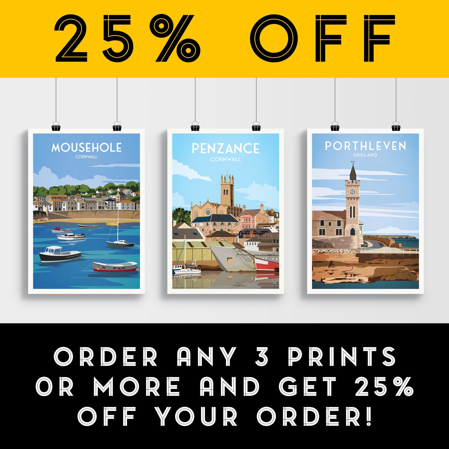 Penzance Travel Poster | Cornwall | England | Wall Art | Home Decor Artwork | Wedding gift