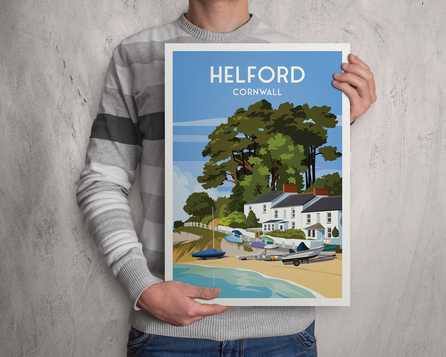 Helford Print - Cornwall Travel Poster - England - Helford Passage Beach