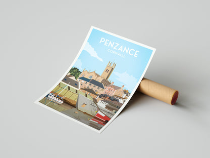 Penzance Travel Poster | Cornwall | England | Wall Art | Home Decor Artwork | Wedding gift