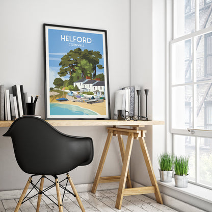 Helford Print - Cornwall Travel Poster - England - Helford Passage Beach