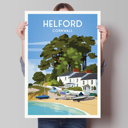 Helford Print - Cornwall Travel Poster - England - Helford Passage Beach