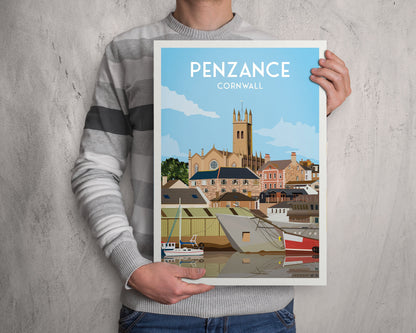 Penzance Travel Poster | Cornwall | England | Wall Art | Home Decor Artwork | Wedding gift