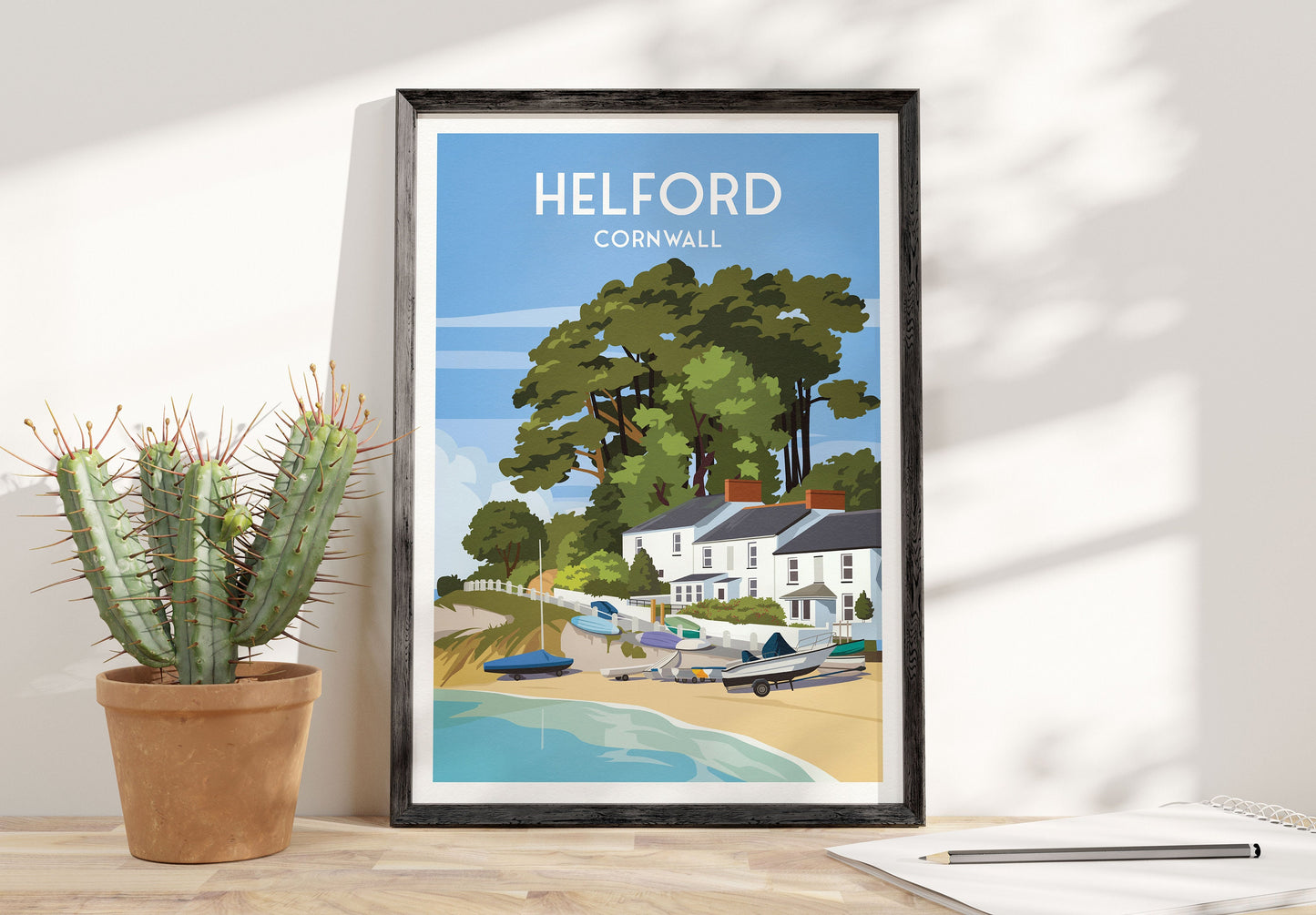 Helford Print - Cornwall Travel Poster - England - Helford Passage Beach