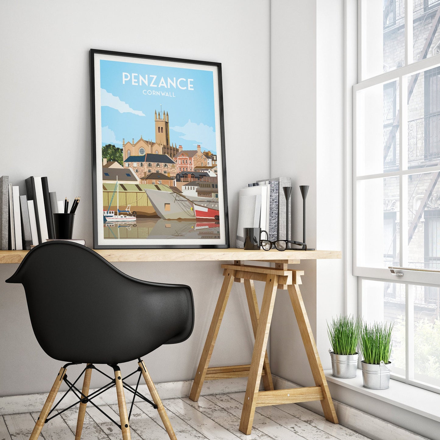 Penzance Travel Poster | Cornwall | England | Wall Art | Home Decor Artwork | Wedding gift