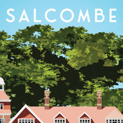 Salcombe Travel Poster | South Devon | England | Devonshire | Cliff House | Salcombe Estuary | Wall Art | Home Decor Artwork | Wedding gift