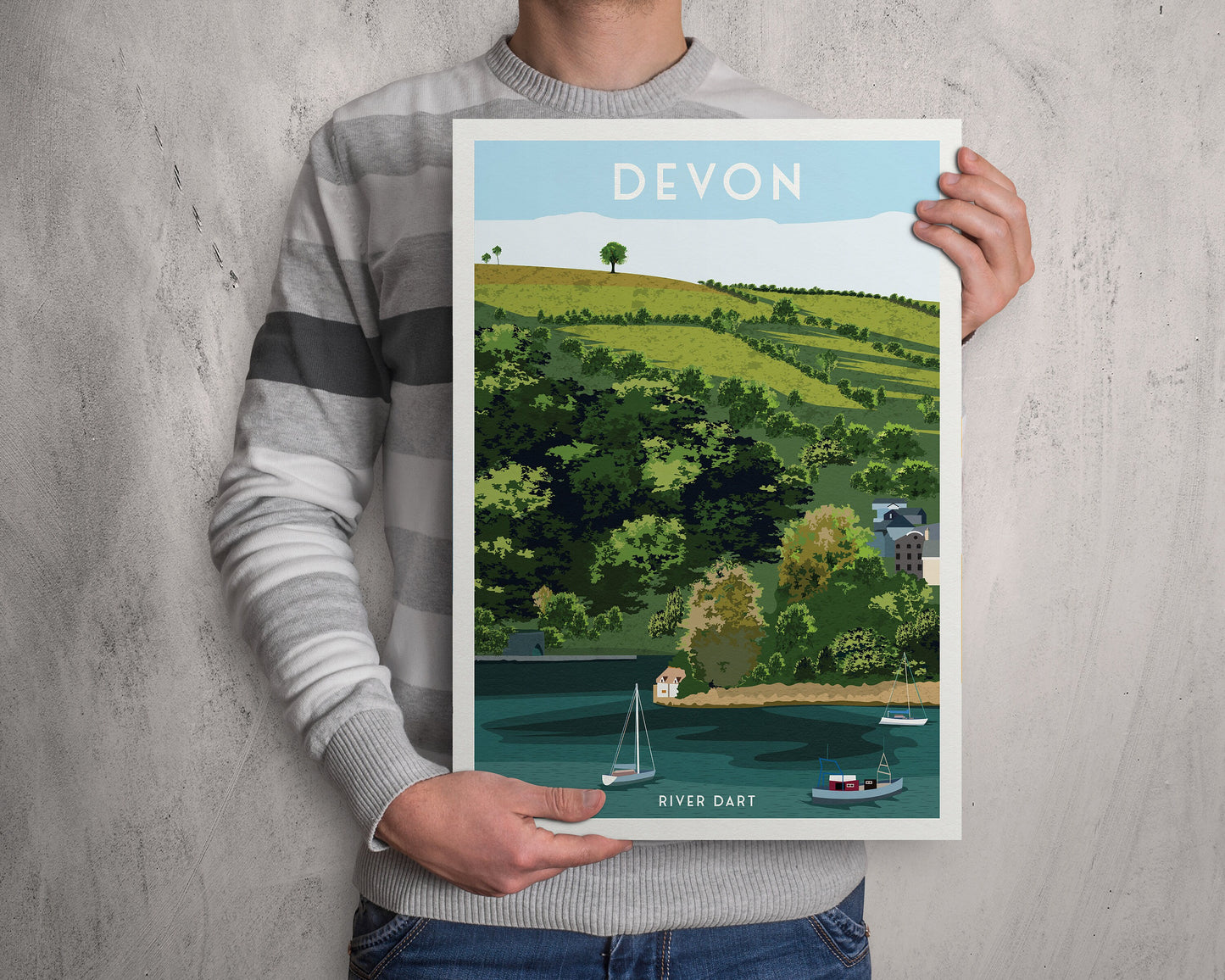 Devon River Dart Travel Poster | England | Devonshire | Wall Art | Home Decor Artwork | Wedding gift  | UK