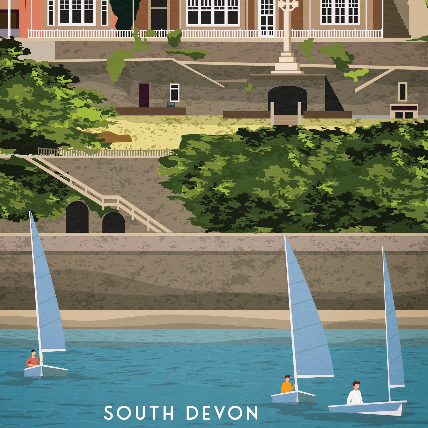 Salcombe Travel Poster | South Devon | England | Devonshire | Cliff House | Salcombe Estuary | Wall Art | Home Decor Artwork | Wedding gift