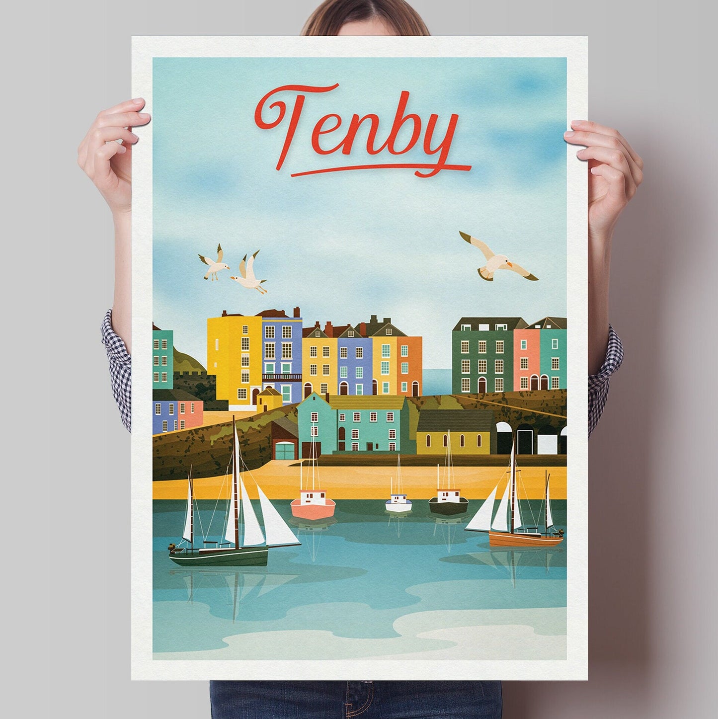 Tenby Travel Poster - Tenby prints, Tenby Art, Wales Print Poster, Welsh Art, Tenby Harbour, Pembrokeshire Prints by Printagonist