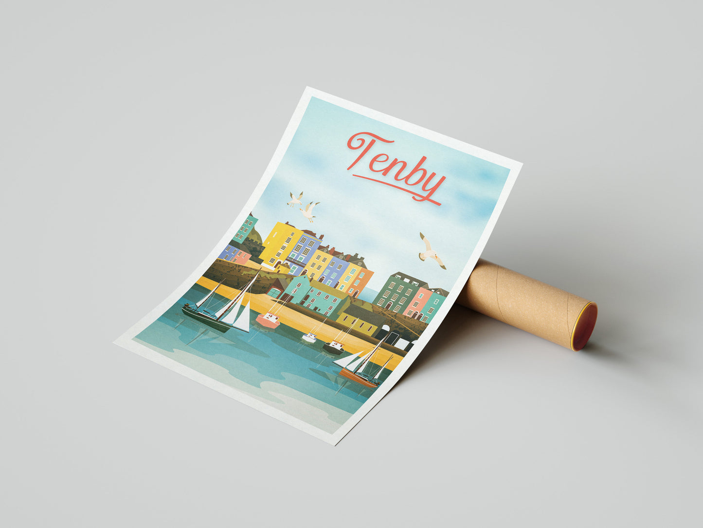 Tenby Travel Poster - Tenby prints, Tenby Art, Wales Print Poster, Welsh Art, Tenby Harbour, Pembrokeshire Prints by Printagonist