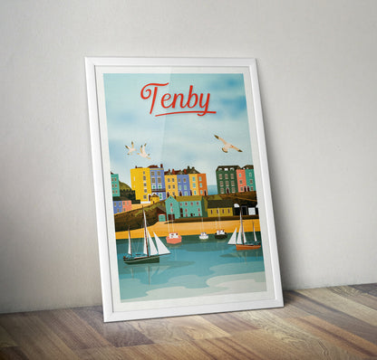 Tenby Travel Poster - Tenby prints, Tenby Art, Wales Print Poster, Welsh Art, Tenby Harbour, Pembrokeshire Prints by Printagonist