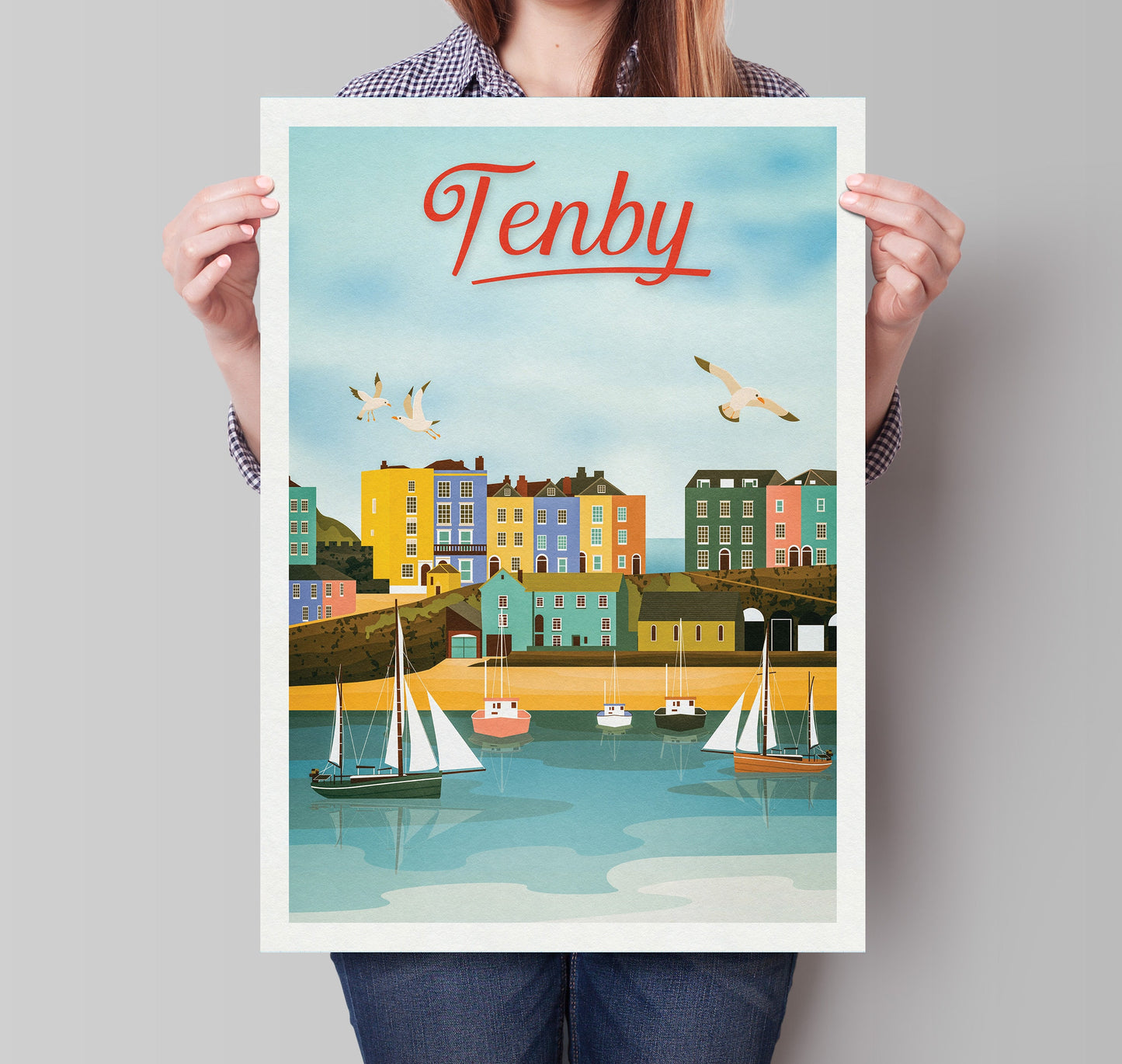 Tenby Travel Poster - Tenby prints, Tenby Art, Wales Print Poster, Welsh Art, Tenby Harbour, Pembrokeshire Prints by Printagonist