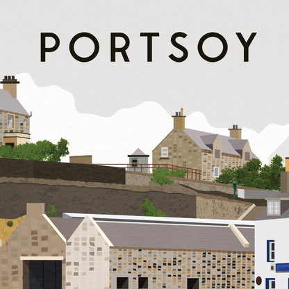 Portsoy Harbour Travel Poster Print - Aberdeenshire - Scotland  - Scottish Landscape - Banff - Moray Firth