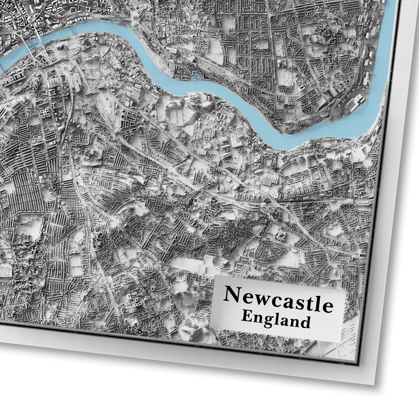 Newcastle, England - Shaded Relief Map - Detailed Topography - Newcastle-Upon-Tyne - Lidar Map