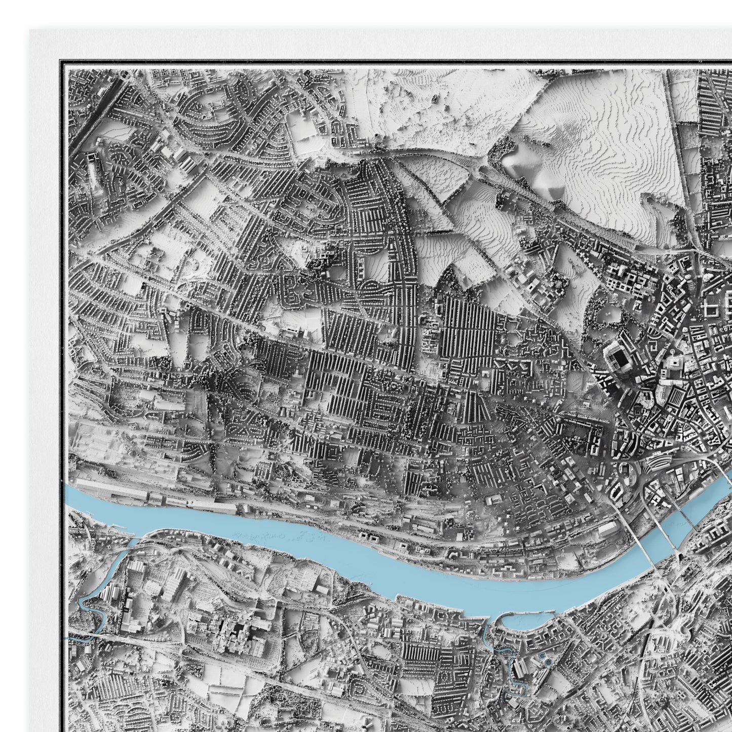 Newcastle, England - Shaded Relief Map - Detailed Topography - Newcastle-Upon-Tyne - Lidar Map