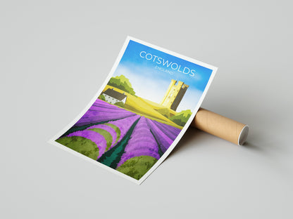 Cotswolds Travel Poster / England Print / Retro Wall Art  / Home Decor