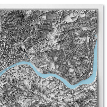 Newcastle, England - Shaded Relief Map - Detailed Topography - Newcastle-Upon-Tyne - Lidar Map