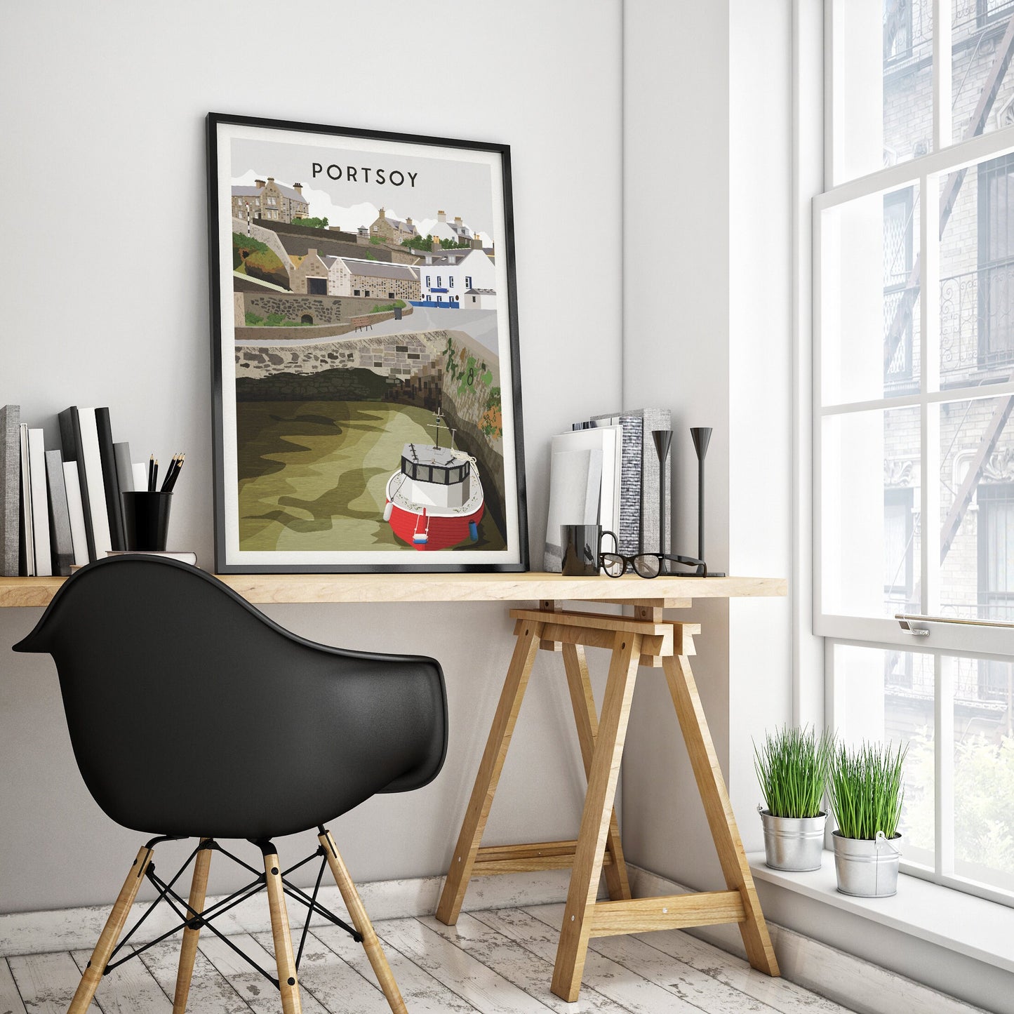 Portsoy Harbour Travel Poster Print - Aberdeenshire - Scotland  - Scottish Landscape - Banff - Moray Firth