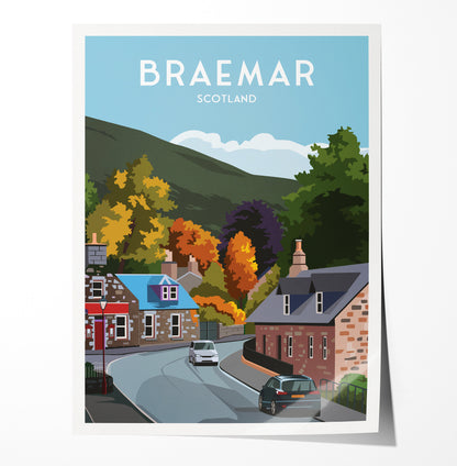 Braemar Travel Poster - Scotland - Scottish Landscape Wall Art for Home or Office Decor - A3, A2, A1