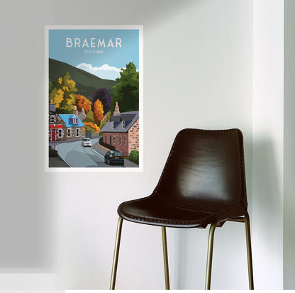 Braemar Travel Poster - Scotland - Scottish Landscape Wall Art for Home or Office Decor - A3, A2, A1