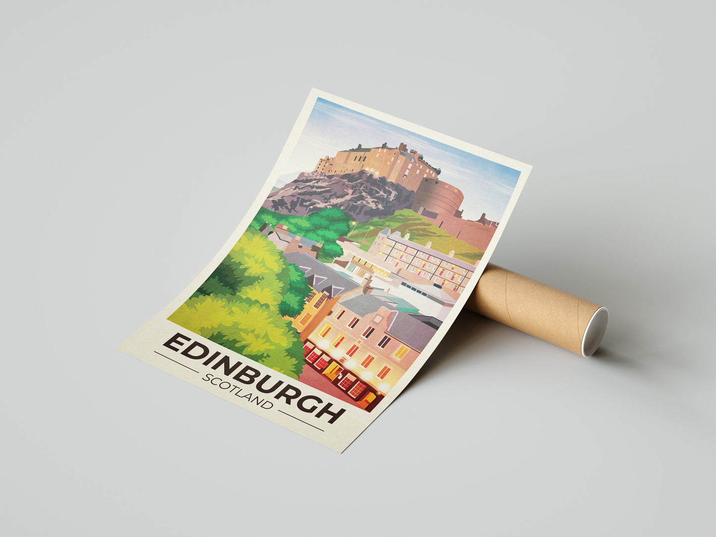 Edinburgh Travel Poster - Grassmarket - Edinburgh Castle