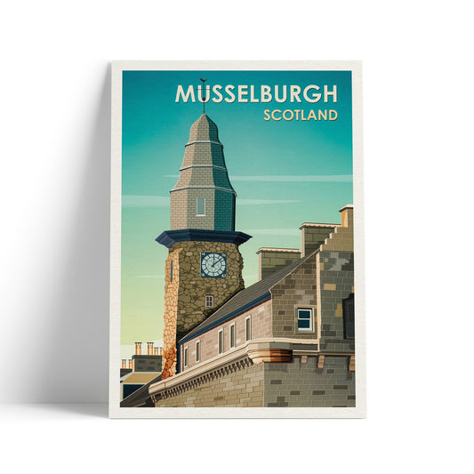 Musselburgh Print - Edinburgh Poster - old town hall - clock tower - East Lothian - Midlothian