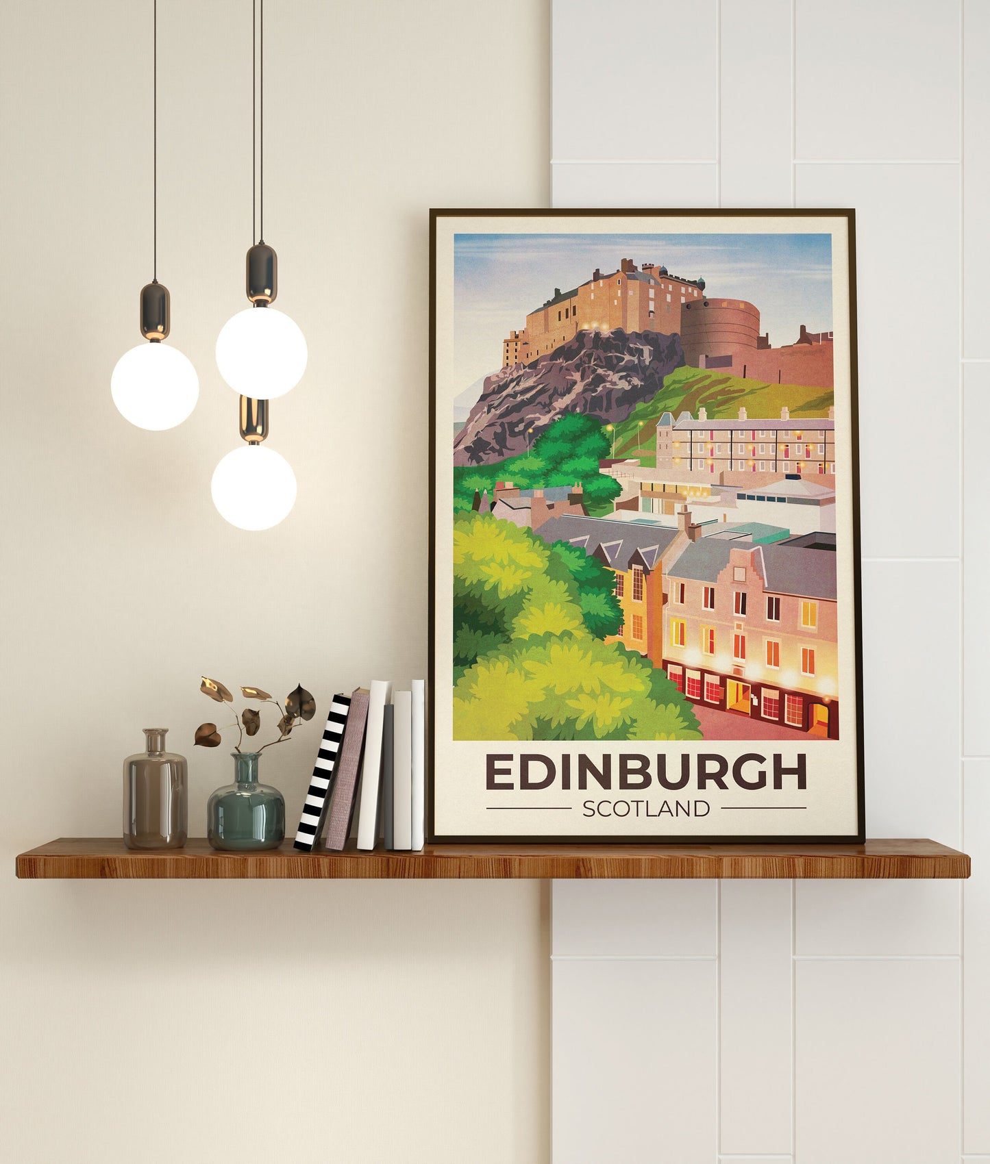 Edinburgh Travel Poster - Grassmarket - Edinburgh Castle