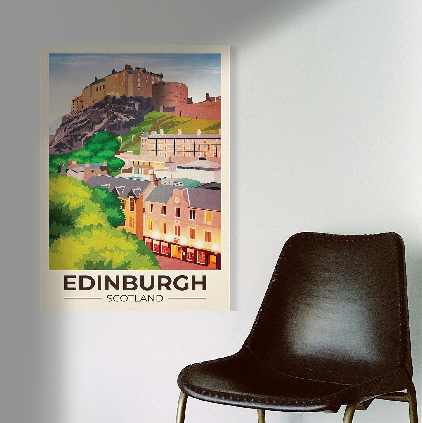 Edinburgh Travel Poster - Grassmarket - Edinburgh Castle