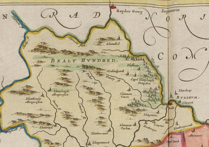 Brecknockshire Map | Comitatvs Brechiniae | Old map of Brecknock by J. Blaeu |1665 | Poster Wall Art|Welsh Maps | Blaeu