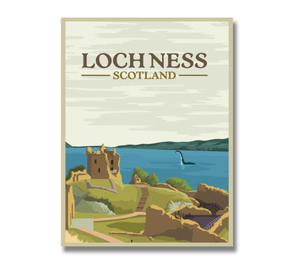 Loch Ness Monster Travel Poster - Wall Art - Home Decor - Printing - Giclee - Minimalist - Scotland - Highlands - Artwork - Scottish Gift