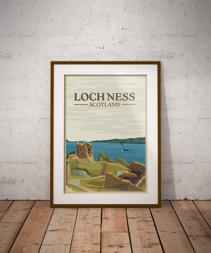 Loch Ness Monster Travel Poster - Wall Art - Home Decor - Printing - Giclee - Minimalist - Scotland - Highlands - Artwork - Scottish Gift