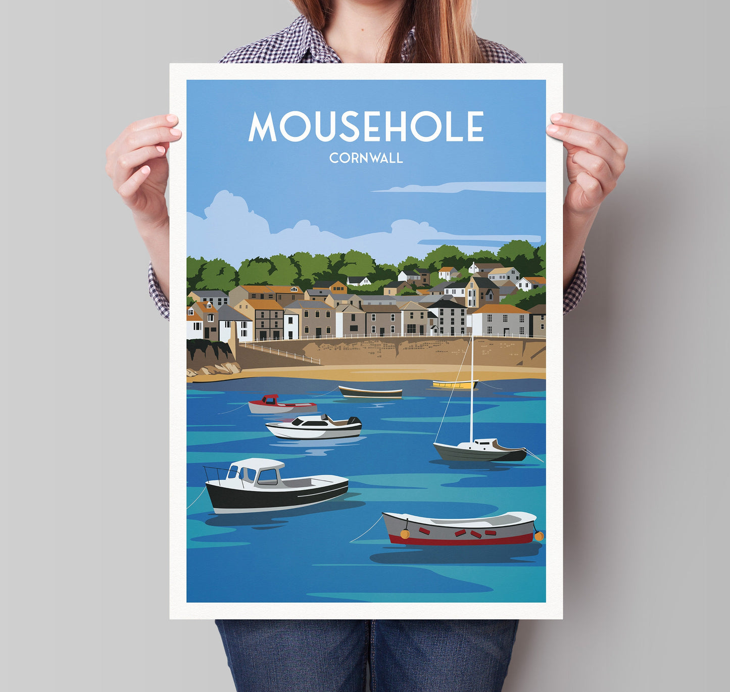 Mousehole Print - Cornwall Travel Poster - England - Mousehole Harbour